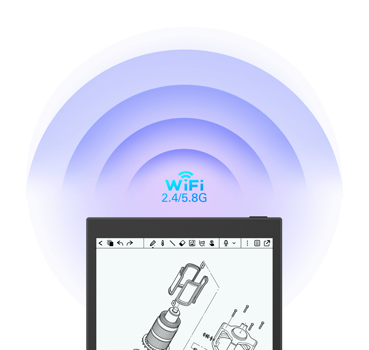 Wireless e-ink note-taking tablet with Pen Input